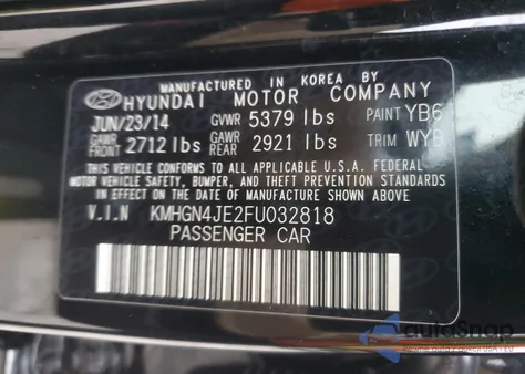 2015 Hyundai Genesis 3.8L из США, поврежденный, VIN KMHGN4JE2FU032818